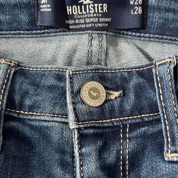 Women's Hollister Size 3 Medium Wash High Rise Ripped Supper Skinny Jeans - Picture 3 of 6